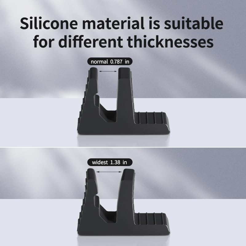 Confezione da 2 supporti per laptop verticali con supporto in silicone per gestione dei cavi, antiscivolo, durevole, supporto di raffreddamento, universale per MacBook/Dell/HP/Lenovo laptop