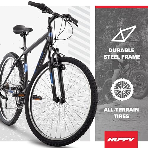 Image of Huffy Stone Mountain Bike for Men and Women, 20 inch /24 inch /26 inch, 6-Speed (20 inch) or 21-Speed, Front or Dual Suspension (Varies), Multiple Colors, Adjustable Saddle, Shimano Equipped, All-Terrain Tires