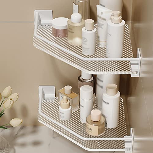 Étagère de rangement de douche blanche double layer trépied sans perforation - 3
