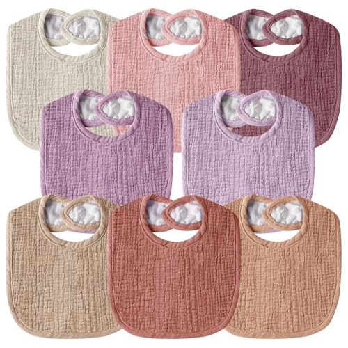 Image of Wrrernsin Muslin Baby Bibs for Unisex Boys Girls, Cotton Drool Bibs, Adjustable Newborn Bibs for Drooling and Teething