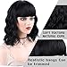 MORICA Bob Curly Wig Synthetic Short Black Wig with Bangs Natural Looking Heat Resistant Fiber Hair for Women