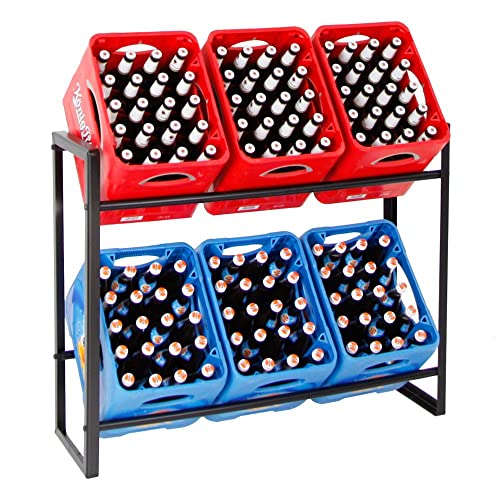 Getränkekistenregal Königssee | HxBxT 82x105x32 cm | 6 Kisten | Schwarz | freistehend & stabiles Getränkeregal, Getränkekistenhalter, Kistenregal, Kistenständer, Wasserkistenregal, Bierkistenregal Cover