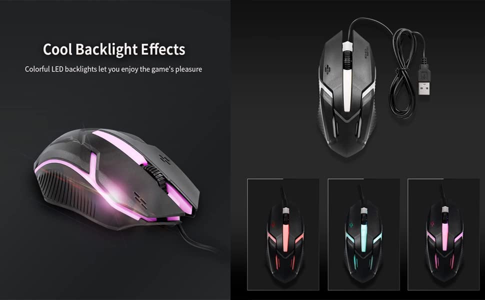 Image of Dhruvga Gaming Wired Optical Mouse 1200DPI Ergonomic Mouse with Colorful RGB Breathing Backlite Mouse. (DHV-GMS-0243)