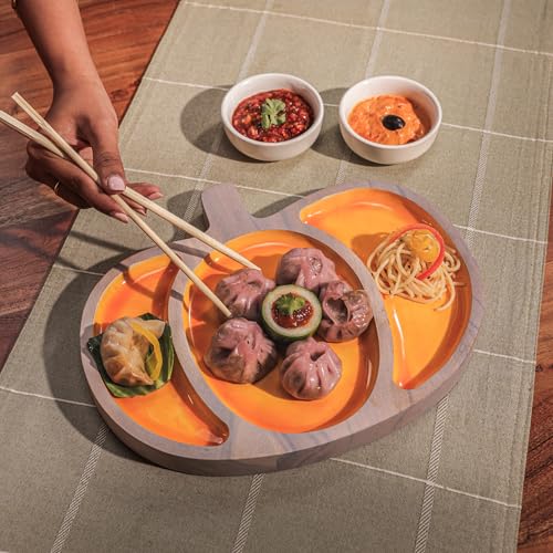 Image of Pump It Up Serving Platter | Unique Pumpkin Shape Multipurpose Platter for Snacks, Fruits & Desserts | Premium Table Decor Platter for Dining & Kitchen
