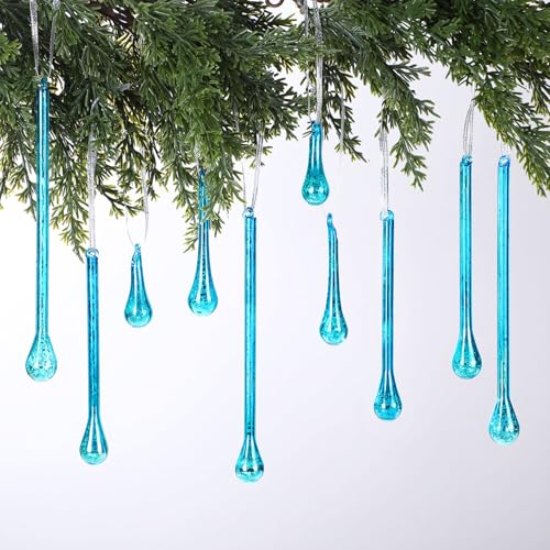 Yalikop 12 Pcs Mercury Glass Teardrop Christmas...