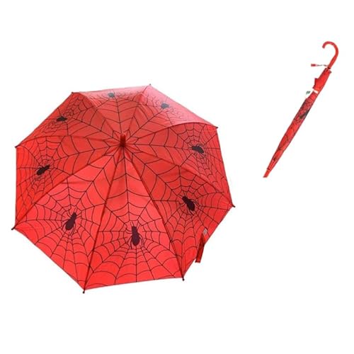 Guarda Chuva Infantil Estampa de Aranha + Apito: Armação Ferro 8 Varetas e Abertura Automática