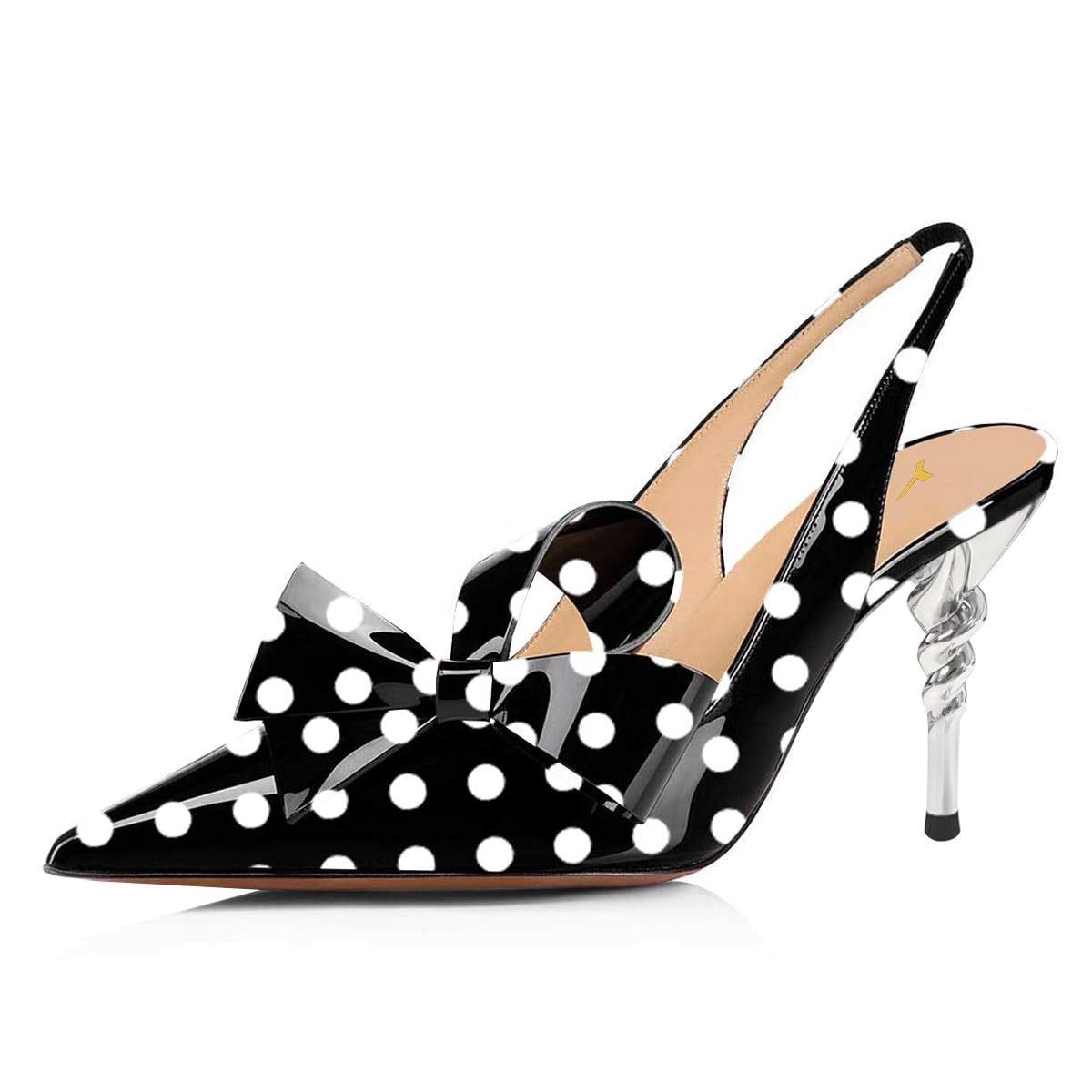 YDN Women's Pointed Toe Slingback Slip on Dress Pumps Stilettos Mid Heel Evening Prom Sandals Shoes Bows Size 4-16 US