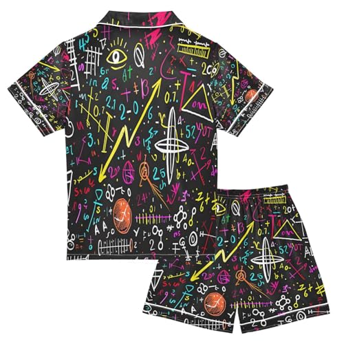 ALAZA Physics Formula Satin Pajamas Set Short Sleeve Button Down Sleepwear Summer Pjs 2 Piece2