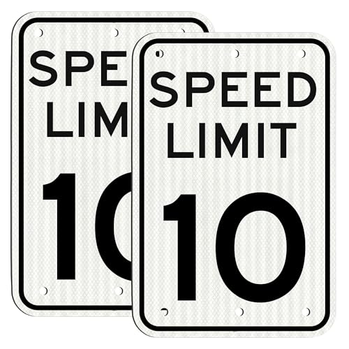 Image of Olanzu (2 Pack) Speed Limit Signs 10 MPH - 12 x 17 Inch Engineer Grade Reflective Aluminum, Rust-Free, Weatherproof, Fade Resistant, Easy to Mount Traffic Sign for Driveways & Roads