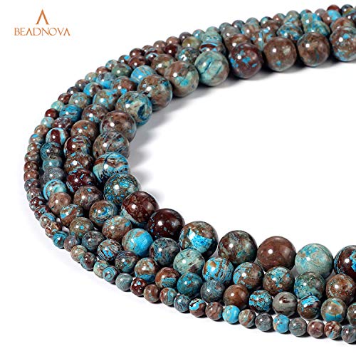 Image of BEADNOVA 8mm Crazy Blue Lace Agate Gemstone Round Loose Beads for Jewelry Making (45-48pcs)