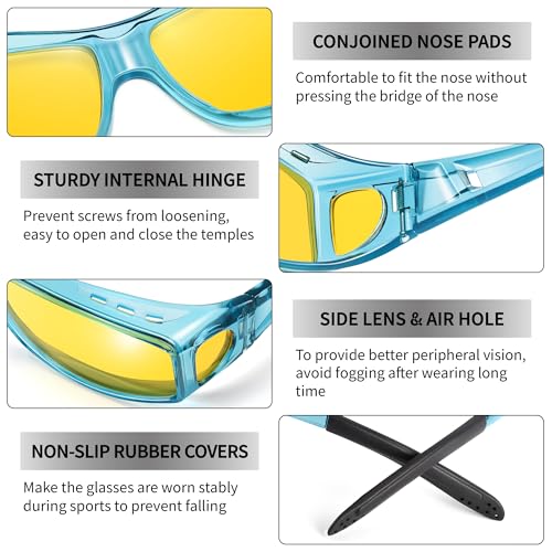 Image of URUMQI Night Vision Driving Glasses Fit Over Eyeglasses for Men Women