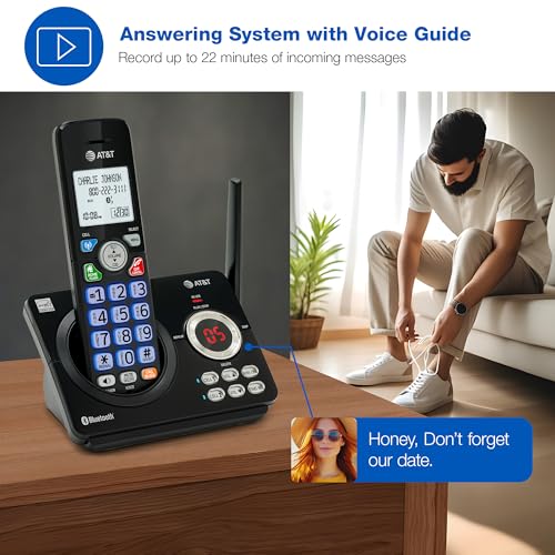 Image of AT&T DECT 6.0 Cordless Phone, 2-Handset - Smart Call Blocker, Bluetooth Connect to Cell, Caller ID Announce, Answering Machine | DL72279