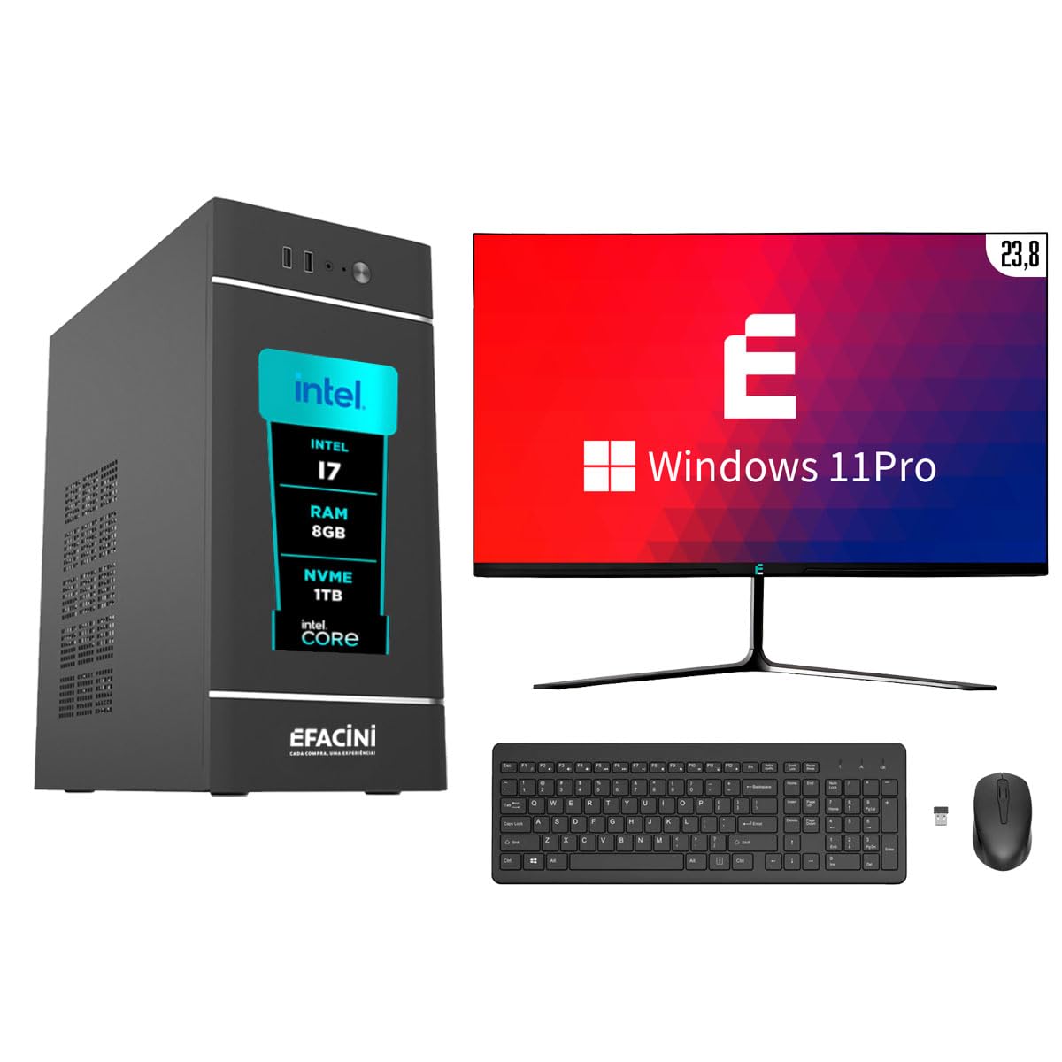 PC Computador Completo eFacini Intel Core i7 8GB Windows 11 Pro