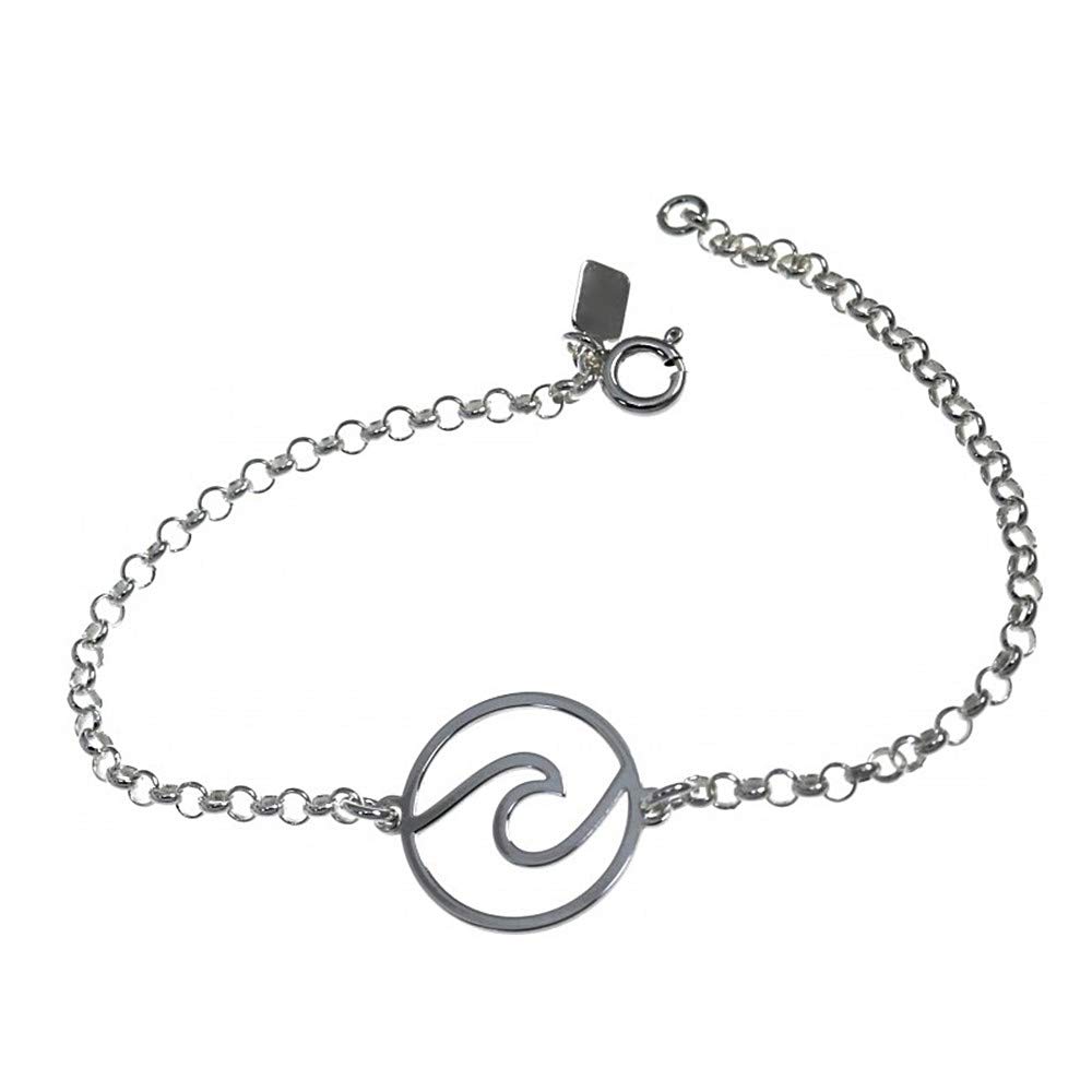 Bracciale in argento 925 milioni onda Legge 18 centimetri motivo. catena di resistenza rolo [AC0462]