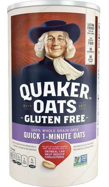 Gluten Free Quick 1-Minute Oatmeal Oats 18 oz Canisters (Pack of 4)