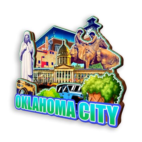 Imán decorativo redondo para refrigerador Oklahoma City miniatura 3