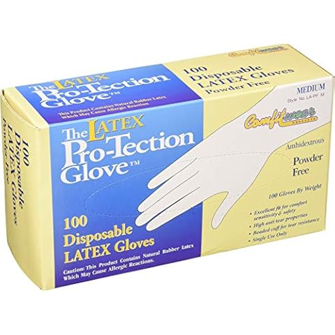 (Pack of 2) Comfitwear - Disposable Latex Gloves - Powder Free - Size Medium - 100 Count Per Box Cover