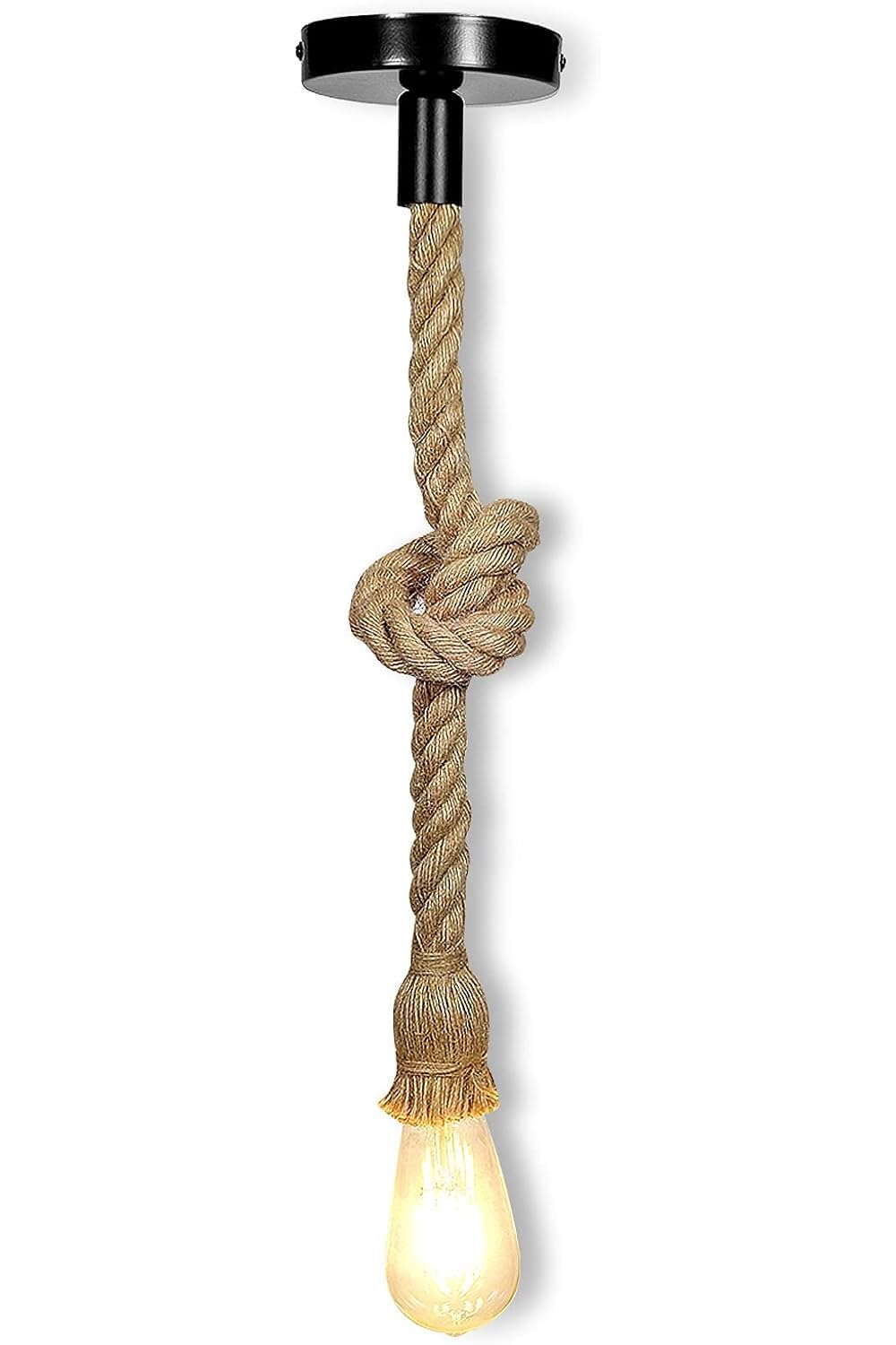 Natural Jute Rope Hanging Pendant Light for Ceiling – Rustic Antique Décor, Blub not Included Pack of 1-image-19