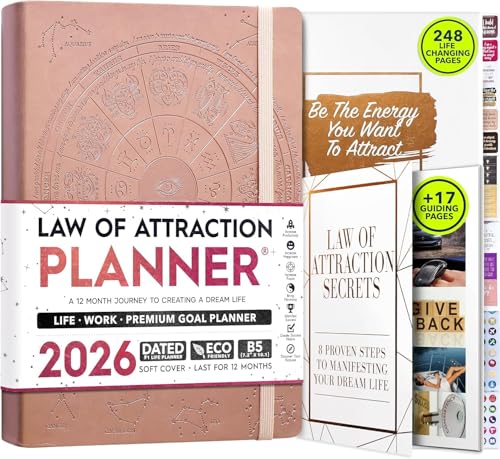 Deluxe 2026 Planner Weekly and Monthly | Law of Attraction Planner with Productivity App | 12-Month for Productivity, Gratitude & Goal Setting | Includes Foldable Vision Board, Gift Box & Stickers