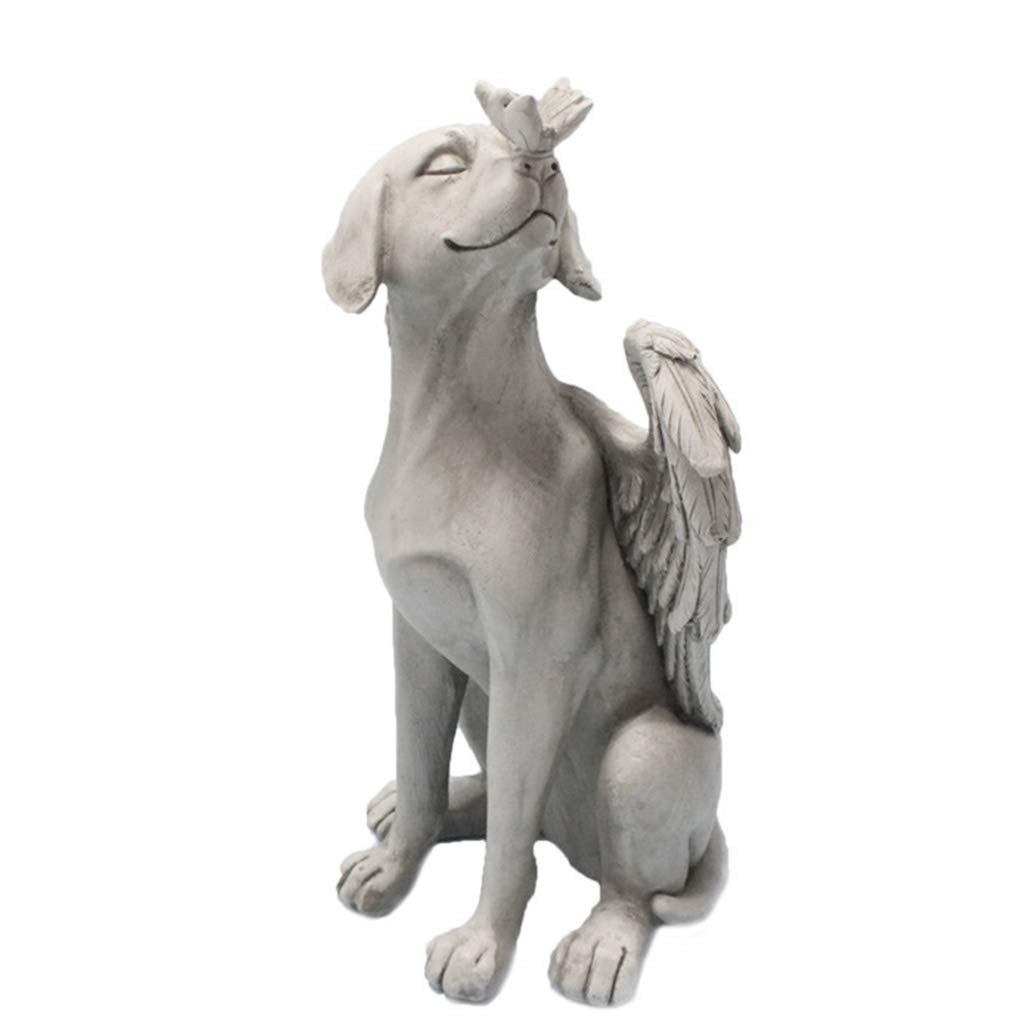 Mllepjdh Angel Pet Dog Statue Memorial Grave Marker Antique Stone Resin Garden Ornament Shelf Ornaments For Bedroom