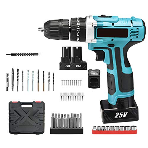 QHYXT Akku-Bohrmaschinen, 25-V-Akku-Schlagbohrer-Set, 32 Nm maximales Drehmoment, ± 160 Min. im Leerlauf, Silikon…
