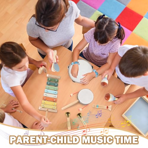MYDOVA 11 in 1 Toddlers Musical Instruments, Baby Montessori Wooden Musical Toys, Educational Percussion Rhythm Drum Sensory Toys for Babies Kids, Preschool Educational Toys for Boys and Girls - Image 6