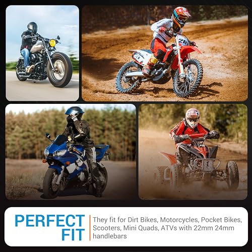 Image of BlueStars 7 /8 inch Motorcycle Handlebar Grips 22mm Left 24mm Right, Twist Throttle Grip, Universal Replacement for Honda Yamaha Taotao Suzuki Kawasaki Dirt Bike ATV Quad, Non-Slip Rubber, 1 Pair
