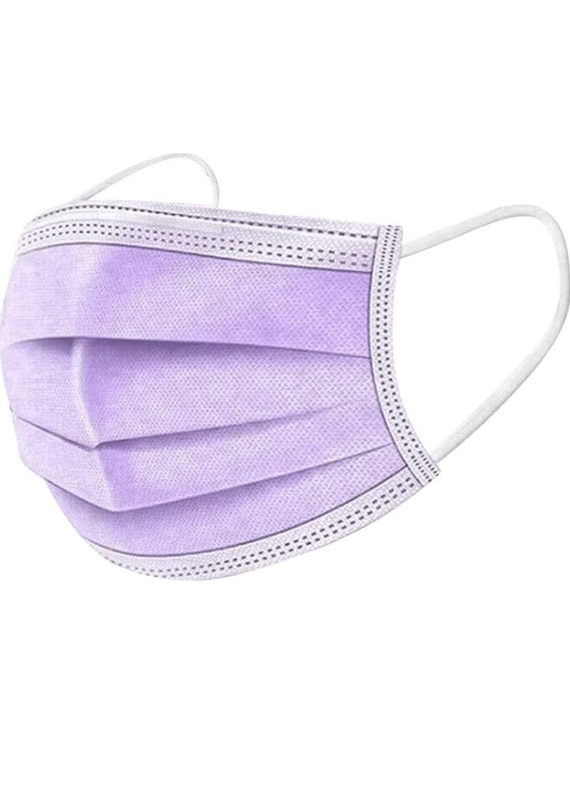 LQQ 50Pcs Multiple Color Adults Disposable_Face_Masks 3 Layer Face Protection Against Droplet Anti-Particle and Dust Breathable Mouth Nose Cover (Purple)