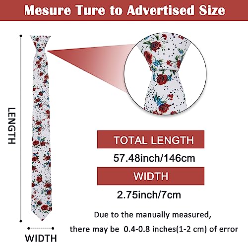 Image of Mantieqingway Men Skinny Tie Cotton Floral Necktie for Wedding Groomsmen Tie