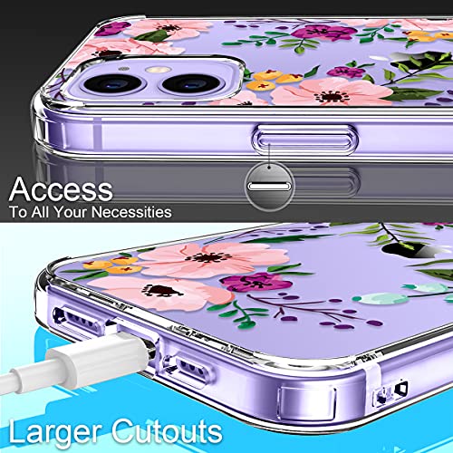 Giika For Iphone 12 Case, Iphone 12 Pro Case With Screen Protector, Clear Full Body Protective Floral Girls Women Shockproof Hard Case With Tpu Bumper Cover Phone Case For Iphone 12, Small Flowers #TOP4