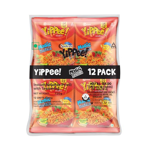 Sunfeast YiPPee! Magic Masala, Instant Noodles 720G/810G/840 Grams (Pack Of 12) ( Weight May Vary ) Sunfeast YiPPee! Magic Masala, Instant Noodles 720G/810G/840 Grams (Pack Of 12) ( Weight May Vary )