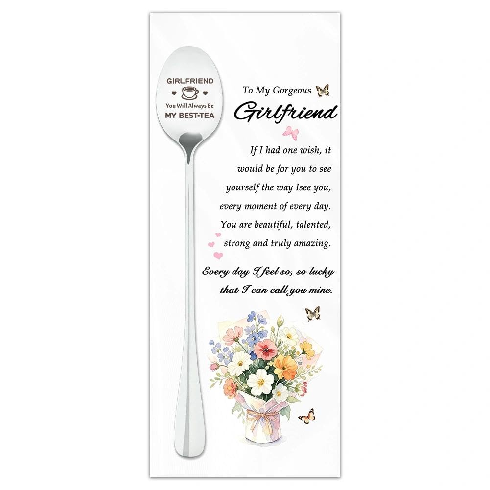 Gf Birthday Gifts for Girlfriend Birthday Gift Set for Coffee Tea Lovers Cute Anniversary Bday Gifts for Girlfirend Bf You Will Always Be My Best-Tea Inspirational Gift Spoon Set for Girls Her — image 1