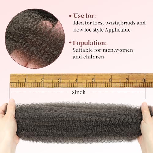 SHIHERESH 8 Inch Afro Kinky Curly Braiding Hair Bulk for Dreadlock Extensions 3 Bundles Marley Twist Hair Bulk for Micro Locs Spring Afro Twist Braids and Repair Locs (4#,30g /Pack) - Image 3