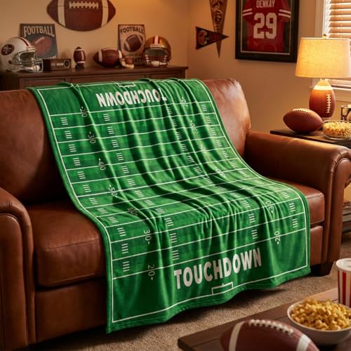Horaldaily Football Flannel Blanket Throw Sports Theme Football Touchdown and Game Day Soft Fuzzy Plush Cozy Fleece Blankets for Couch Sofa Bed Lounging Ideal Gifts for Kids Adults Self 50x60