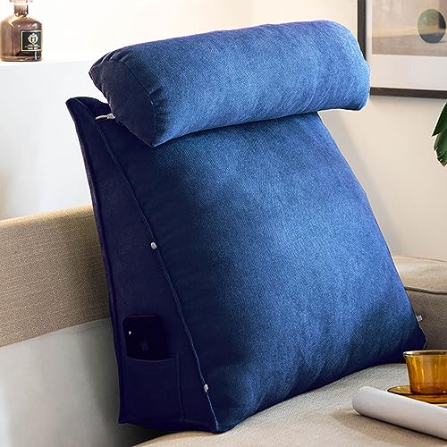 Almohada de respaldo de espuma viscoelástica con soporte lumbar, cojín triangular de cuña para mayor comodidad y apoyo mientras estás sentado en la cama, ideal para leer y relajarte