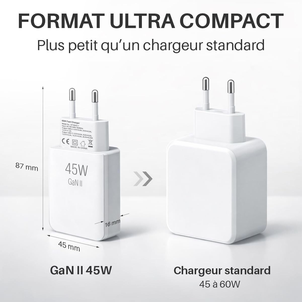 5 caricabatterie rapido 45 W compatto USB C e USB A – caricabatterie per iPhone 17 – ultima tecnologia GaN 2026 – presa di alimentazione per iPhone, Samsung e computer portatili, colore: bianco