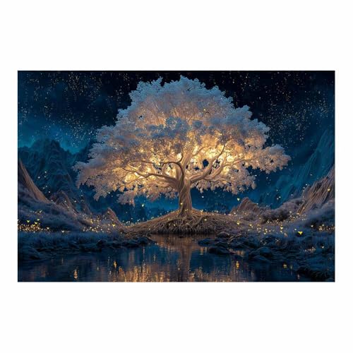 Tableau mural grand format pour raviver un mur sombre arbre de vie blanc sans cadre