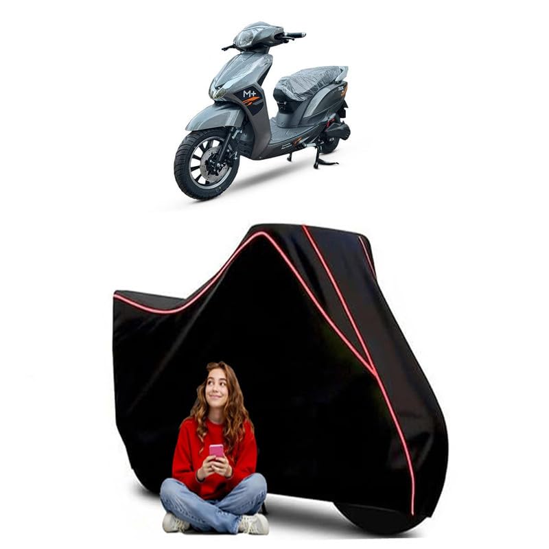 Image of Deltic M+ Scooty Bike Cover Water Resistant Outdoor Use Universal Fit Scooters Motorcycles Heavy Duty UV Protection Dust Rain Scratch Resistant Elastic Bottom Black Blue Piping