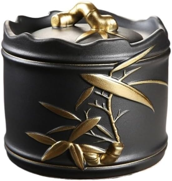 SONGCHAO Sugar Jar Bulk Tea Storage Jar Ceramic Sealed Jar Hand-Painted Gold and Silver Tea Storage Jar Tea Storage Jar Tea Box Tea Canister (Color : B, Size : Large)