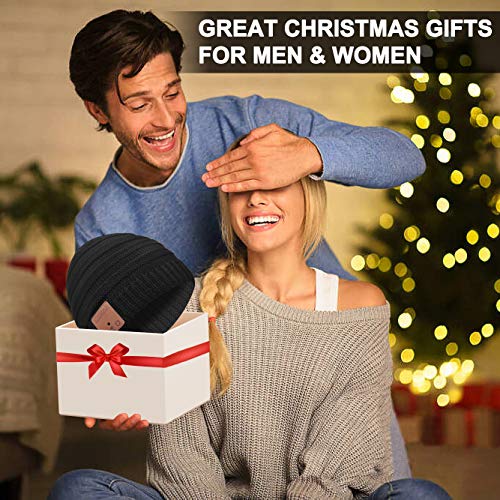 XIKEZAN Bluetooth Beanie Hat,Boys Skullies Beanies Christmas Stocking Fillers Gifts for Men Women Him Her Teen Boy Teen Girl Teenage Black