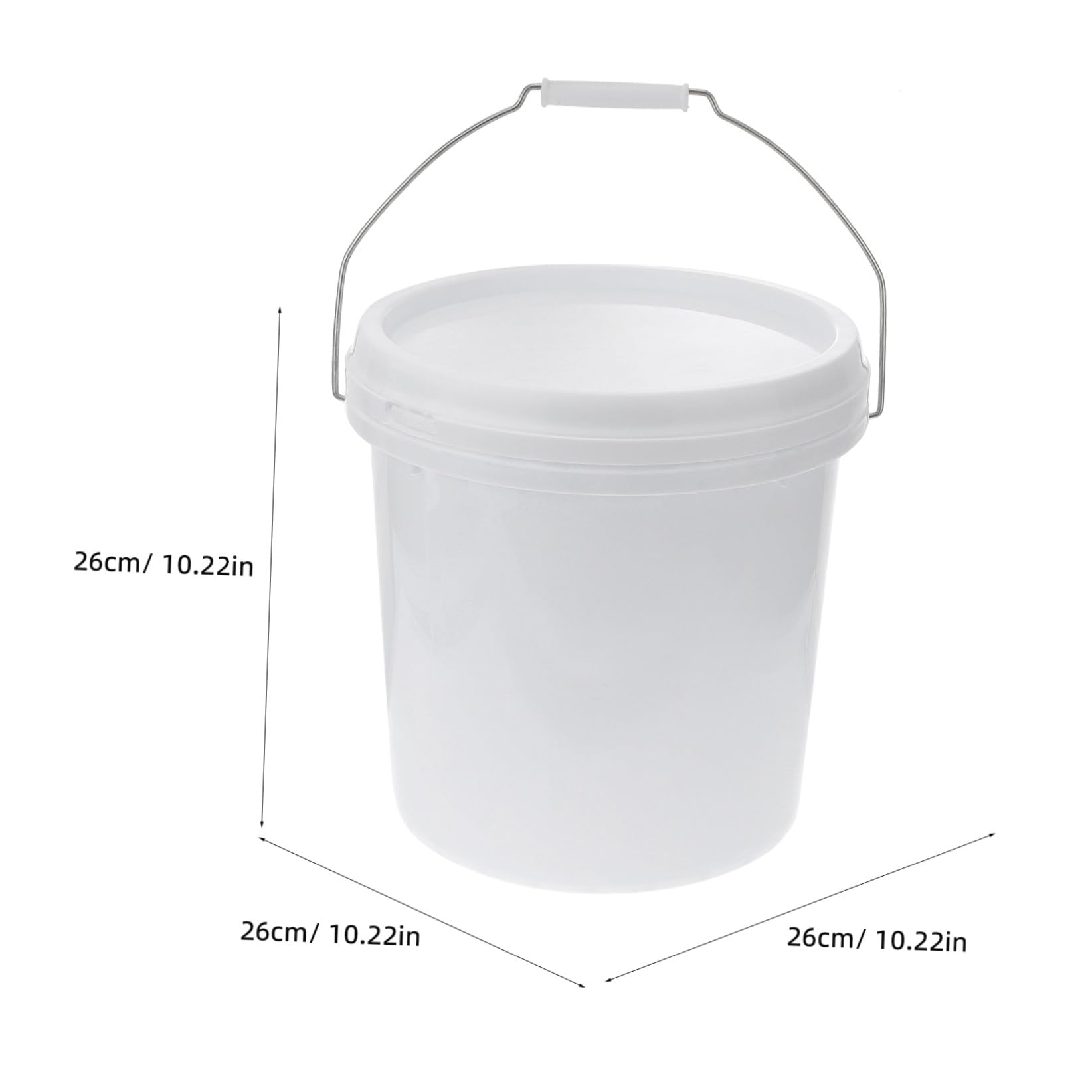 Cubo de Plástico Blanco Tapa, 3 Galones, 10l, Asa Resistente
