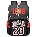 Lorh's store Patrón de Jugador de Baloncesto J-ordan Escuela de Viaje Multifuncional Solapa Mochila Ventiladores Estudiante Mochila para Hombres Mujeres (Patrón Rojo 2)