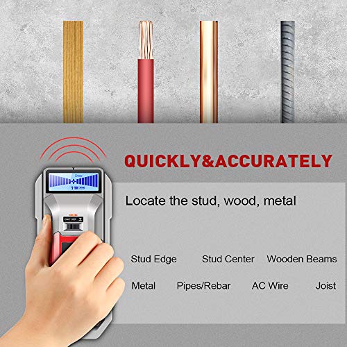 Stud Finder Wall Scanner - Electronic Stud Beam Finder Wall Detector Multi Functions Deep Scan Sensor Center Locator with LCD Display for Wood Metal Studs AC Wire Accurate Detection