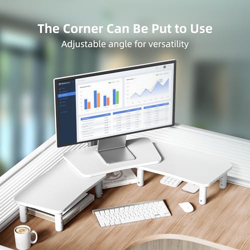 Dual Monitor Stand For Desk,Adjustable Height Long Wood Computer Riser - image 3