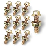 Anyhut 10 PCS Automotive Exhaust Manifold Bolt Kit, 0.7' x 1.45' High Strength Carbon Steel Non-Slip Hex Flange Nut Screw, Car Retrofit Replacement Parts, Suitable for Most Car Models (Gold)