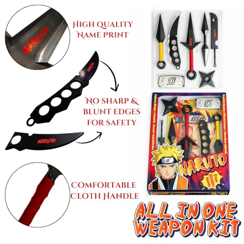 Image of Naruto Kunai Chakra Blade Shuriken Head Band Stickers and Trading Cards, Mega Combo Pack Ninja Gears