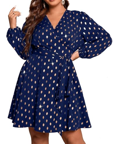 Image of RED DOT BOUTIQUE 836 - Chiffon Long Sleeves Wrapped V Neck Long Waist Ties Club Solid Black Dress Plus Size