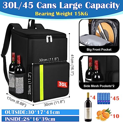 45 Cans 30L Backpack Cooler Bag Insulated Leak Proof, Large Capacity Waterproof Cooler Backpack Bag For Men Women To Work Lunch Camping Picnics Beach Hiking Travel Cooler Bag, Cold For Up To 16 Hours #TOP2