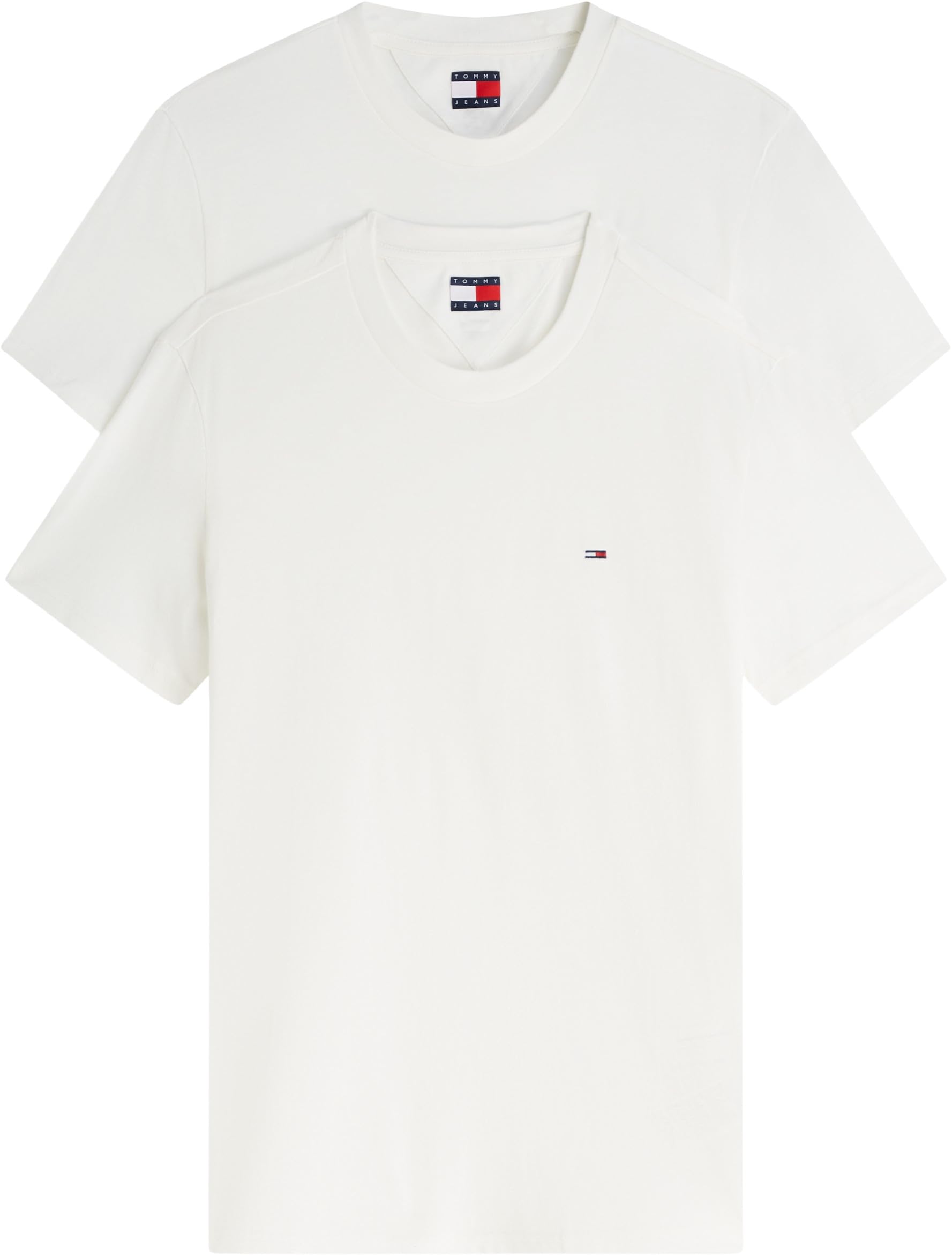 Tommy Jeans Mens TJM Xslim 2pack Jersey Tee Ext Dm0dm20687 S/S T-Shirt, Multi (Ecru/Ecru), XL UK