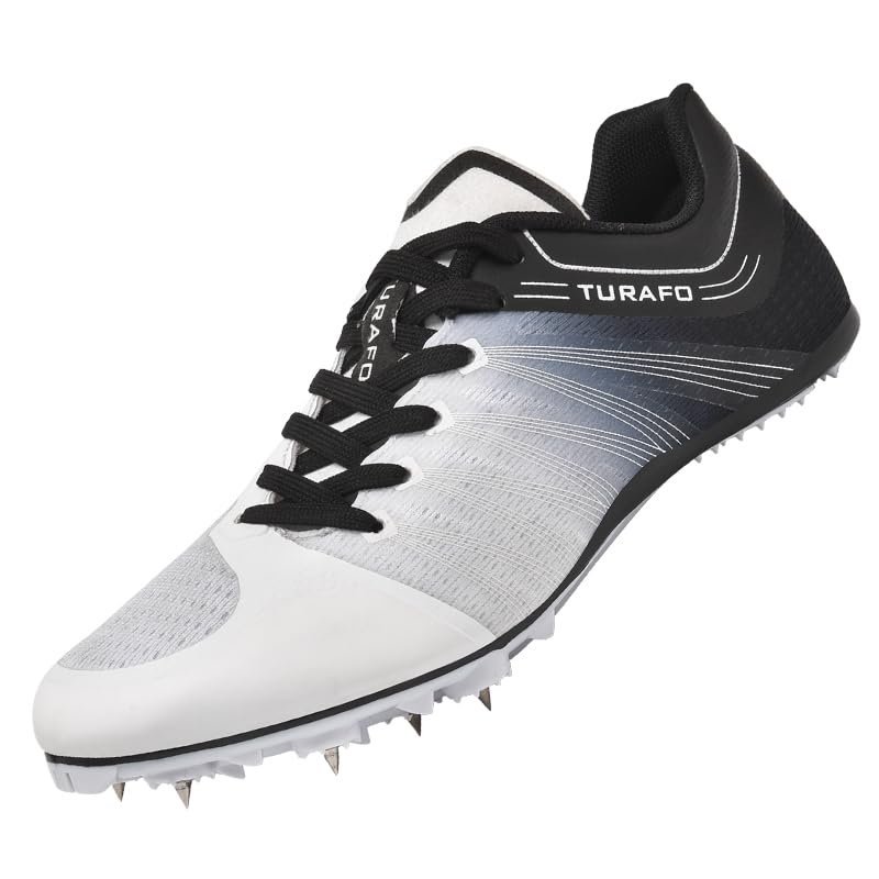 Top 10 Best Shoes for Running and Jumping Reviewed 14 TURAFO Professional Mens Womens Track and Field Shoes Spikes Track Race Jumping Sneakers Running Sneakers Grey